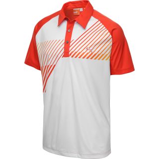 PUMA Mens Graphic Raglan Tech Short Sleeve Golf Polo   Size: Medium, Red/white