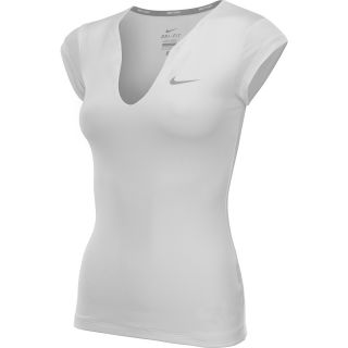 NIKE Womens Pure Short Sleeve Tennis Shirt   Size: XS/Extra Small, White/silver