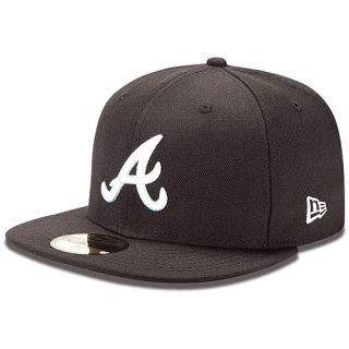 NEW ERA Mens Atlanta Braves Basic Black and White 59FIFTY Fitted Cap   Size 7,