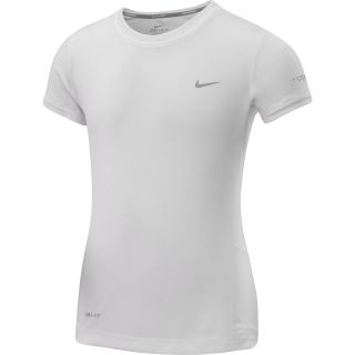 NIKE Girls Miler Running Shirt   Size: Xl, White/reflective Silver
