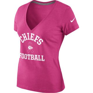 NIKE Womens Kansas City Chiefs Breast Cancer Awareness V Neck T Shirt   Size: