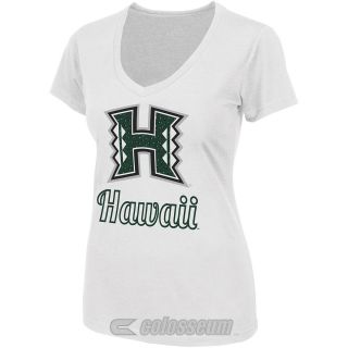 COLOSSEUM Womens Hawaii Rainbow Warriors Vegas V Neck T Shirt   Size: Xl, White