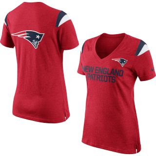 NIKE Womens New England Patriots Fan Top V Neck Short Sleeve T Shirt   Size: