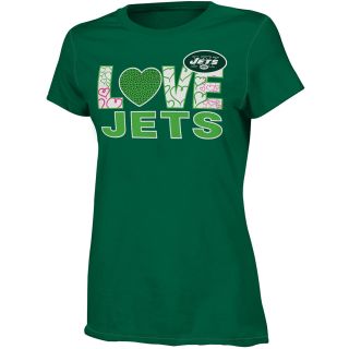 NFL Team Apparel Girls New York Jets Feel The Love Short Sleeve T Shirt   Size