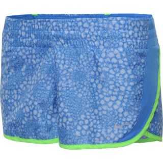 NIKE Womens Dash 3 Printed Running Shorts   Size Xl, Distance Blue/lime