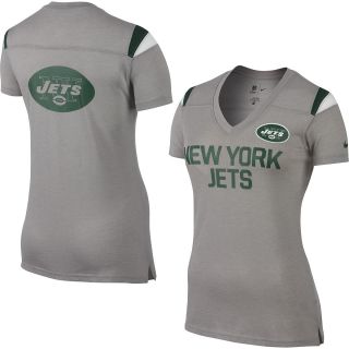 NIKE Womens New York Jets Fan Top V Neck Short Sleeve T Shirt   Size Medium,