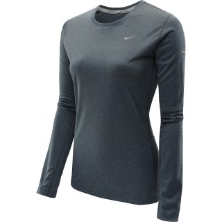 NIKE Womens Miler Long Sleeve Running Top   Size: Large, Armory Navy/pure