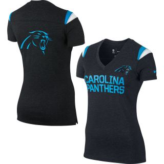 NIKE Womens Carolina Panthers V Neck Fan Top   Size: Large, Black/tidal