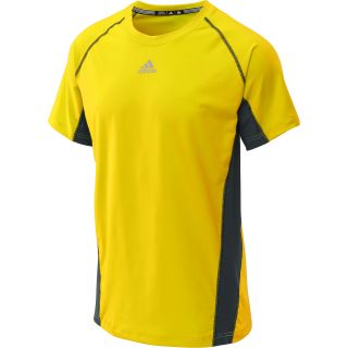 adidas Mens TechFit Fitted Short Sleeve Top   Size: Large, Yellow/onix