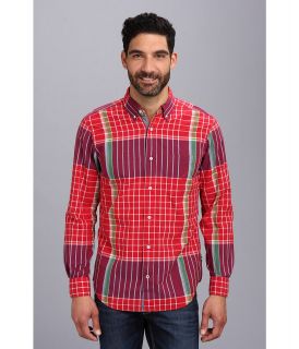 Nautica Engineered Madras Plaid Shirt L/S Woven Shirt Mens Long Sleeve Button Up (Red)
