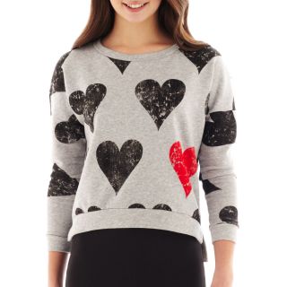 OLSENBOYE Tossed Heart Graphic French Terry Sweatshirt, Allover Hearts, Womens