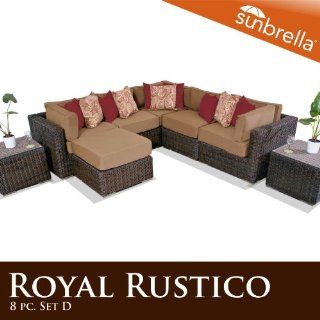 Royal Rustico 8 Piece Sunbrella Camel Outdoor Wicker Patio Furniture Set 08d : Outdoor And Patio Furniture Sets : Patio, Lawn & Garden