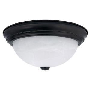 Filament Design 2 Light Matte Black Flush Mount with Faux White Alabaster Glass Shade CLI CPT203395986