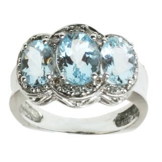 Michael Valitutti 14k White Gold Aquamarine and Diamond Ring Michael Valitutti Gemstone Rings