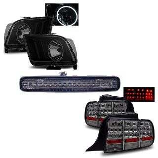 05 09 Ford Mustang Smoke CCFL Halo Headlights + LED 3RD Brake Light + LED Tail Lights Combo: Automotive