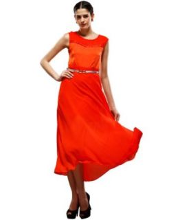 Maxchic Women's Sleevless High Waist Sateen Bodice Chiffon Maxi Dress C07294G13M at  Womens Clothing store: