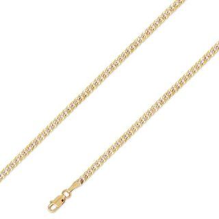 14K Solid 2 Two Tone Yellow White Gold Curb Cuban Chain 3.1mm (7/64 in.)   18 in.: Chain Necklaces: Jewelry