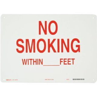Brady 42714 14" Width x 10" Height B 555 Aluminum, Red on White Sign, Legend "No Smoking Within __ Feet": Industrial Warning Signs: Industrial & Scientific