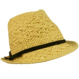 Ladies Teens Beach Summer Light Weight Ribbon Bow Vent Fedora Sun Cap Hat Natural at  Womens Clothing store