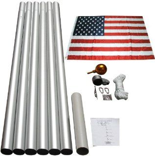 25' Aluminum Sectional Flag Pole Kit with 3 By 5 Foot Us Flag : Flagpole Hardware : Patio, Lawn & Garden