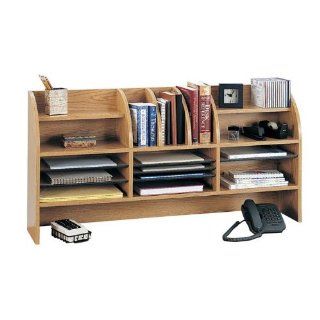 Safco Products 47 Inch W Radius Front Desk Topper, Medium Oak (9415MO) : Literature Organizers : Office Products