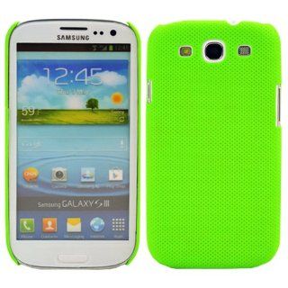 miniturtle(TM) Electric Green, Rubber Feel Mesh Slim Fit Clip On Phone Case Cover for Samsung Galaxy S 3 III I9300    Screen Protector Film Guard Included: Cell Phones & Accessories