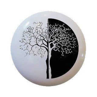 Modern Black and White Tree Ceramic Knobs Pull Kitchen Drawer Cabinet Vanity 561   Cabinet And Furniture Knobs