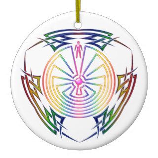 The Man in the Maze   Tribal Tattoo colored Christmas Tree Ornament