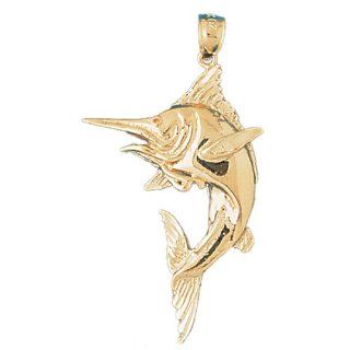 14K Gold Charm Pendant 3.8 Grams Nautical>Marlins, Sailfish546 Necklace: Jewelry