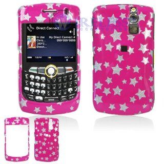 Hot Pink with Silver Stars Sparkle Design Snap On Cover Hard Case Cell Phone Protector for BlackBerry Curve 8350i [Beyond Cell Packaging]: Cell Phones & Accessories