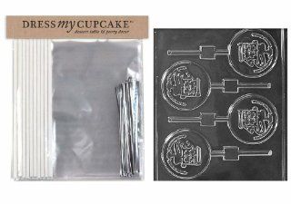 Dress My Cupcake DMCKITP011 Chocolate Candy Lollipop Packaging Kit with Mold, Constitution Lollipop: Candy Making Molds: Kitchen & Dining