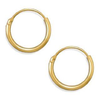Endless Hoops 1mm x 13mm Small Hoop Earrings 12K Yellow Gold Filled, Made in the USA: Jewelry