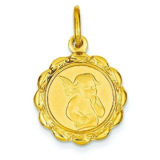 14K Yellow Gold Angel Charm Pendant Religious: Jewelry