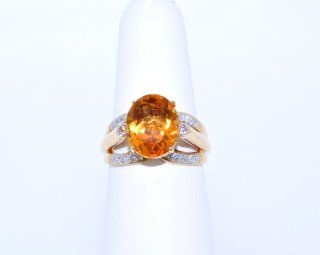 14K Yellow Gold Diamond/Citrine Ring Jewelry