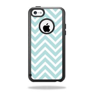 Protective Vinyl Skin Decal Cover for OtterBox Commuter iPhone 5C Case Sticker Skins Aqua Chevron Cell Phones & Accessories