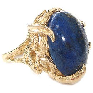 Vintage Lapis Lazuli Cocktail Ring in 14k Yellow Gold Jewelry