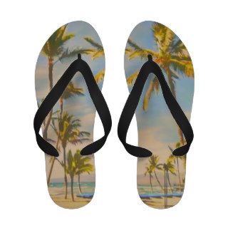 PixDezines vintage hawaiian beach Flip Flops