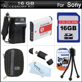 16GB Accessories Kit For Sony Cyber shot DSC H90 Digital Camera Includes 16GB High Speed SD Memory Card + Extended Replacement (1350 maH) NP BG1 Battery + AC/DC Travel Charger + USB 2.0 Card Reader + Case + Mini TableTop Tripod + Screen Protectors + More :