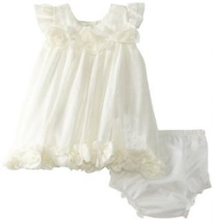 Rare Editions Baby Girls Newborn Mesh Dress, Ivory, 3 6 Months: Clothing