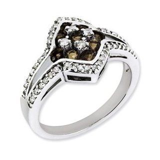 Sterling Silver Diamond and Smokey Quartz Gemstone Ring Cyber Monday Special: Jewelry Brothers Ring: Jewelry