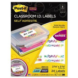Post it Super Sticky   Designer Series Removable Classroom ID Labels, Assorted, 2 3/8 x 3 3/8, 24/Pack   Sold As 1 Pack   Super Sticky adhesive sticks securely to hard to label plastic and canvas storage containers, yet removes cleanly when it's time 