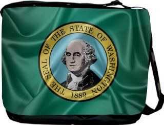 Rikki KnightTM Washington State Flag Messenger Bag   Shoulder Bag   School Bag for School or Work With Matching Neoprene Pencil Case: Office Products
