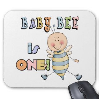 Boy Baby Bee 1st Birthday Tshirts and Gifts Mousepads