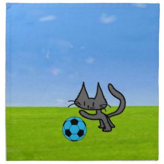 Cat Playing With A Soccer Ball Printed Napkins