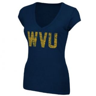 NCAA West Virginia Mountaineers Women's Make The Call V Neck T Shirt, Large Navy  Sports Fan T Shirts  Clothing