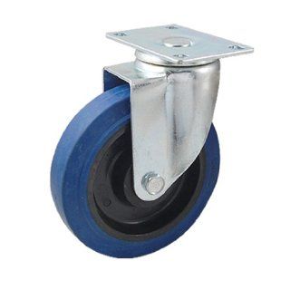 5" Blue Black Rubber Plastic Wheel Swivel Metal Top Plate Caster: Home Improvement