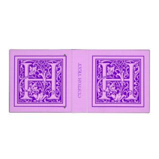 Purple & Pink Decorative Cap Letter H Vinyl Binder
