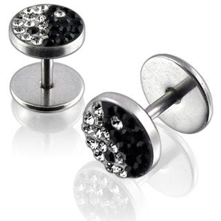 Yin Yang Multi Crystal Stone with 316L Surgical Steel Fake Plug Body jewelry.: Jewelry