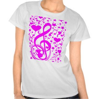 Stars,Hearts and The music notes Pink_ Tshirt