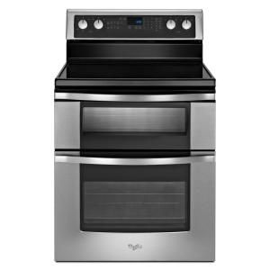 Whirlpool 6.7 cu. ft. Double Oven Electric Range with Self Cleaning Oven in Stainless Steel WGE555S0BS